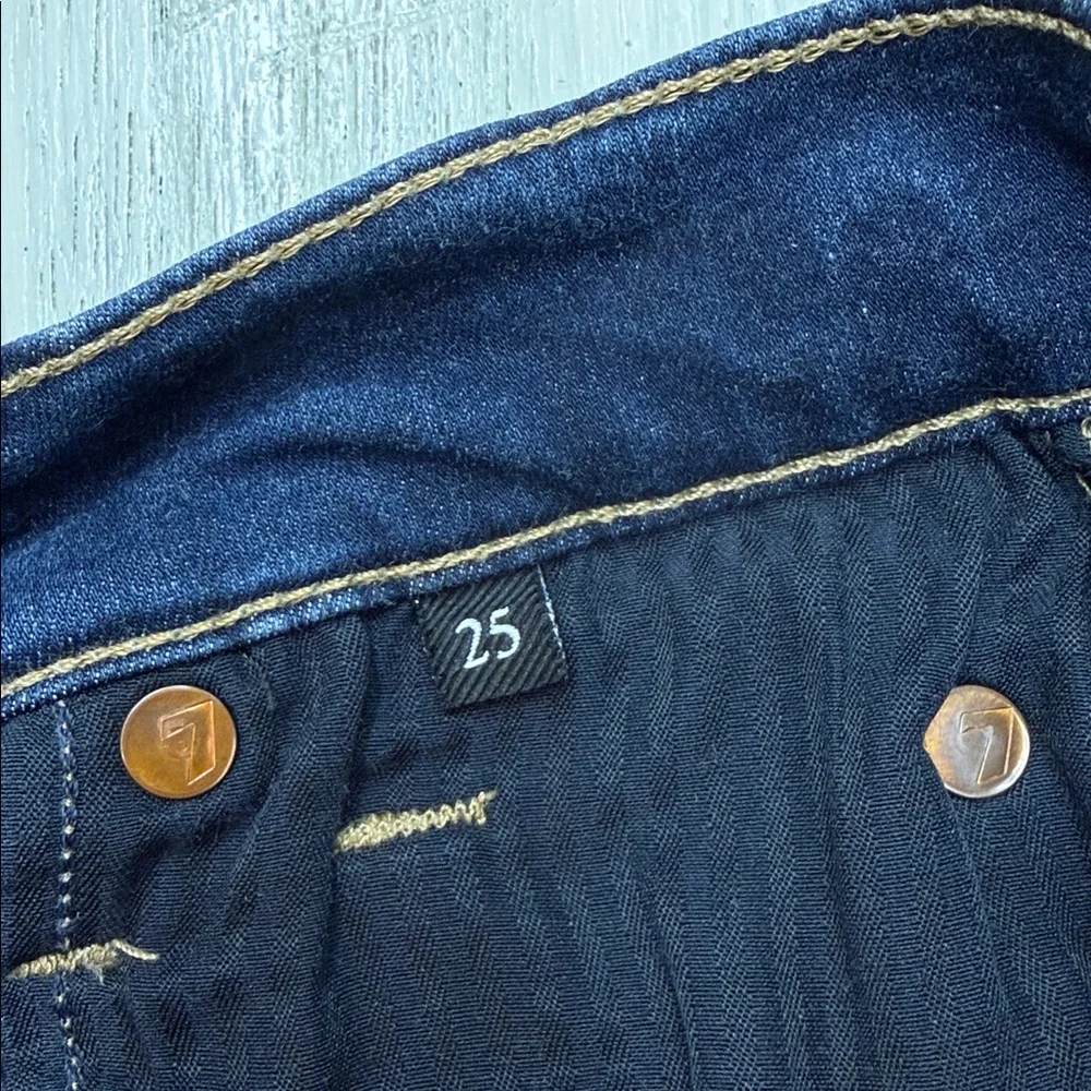 7 For All Mankind Tailorless Slim Illusion Dojo in Indigo Wide Leg Jeans Sz 25 - Picture 9 of 16